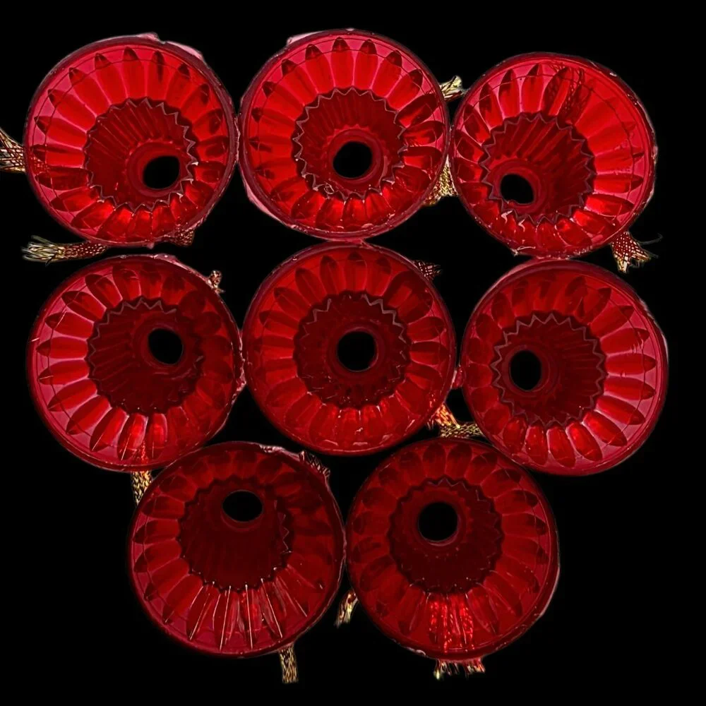 8 VTG Christmas Bell String Light Cover Replacement Red Gold Bow Craft Ornament